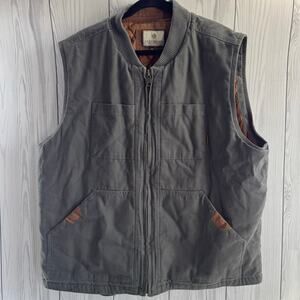 Legendary Whitetails Canvas Cross Trail Vest Mens XXL Gray Insulated Quilt Lined